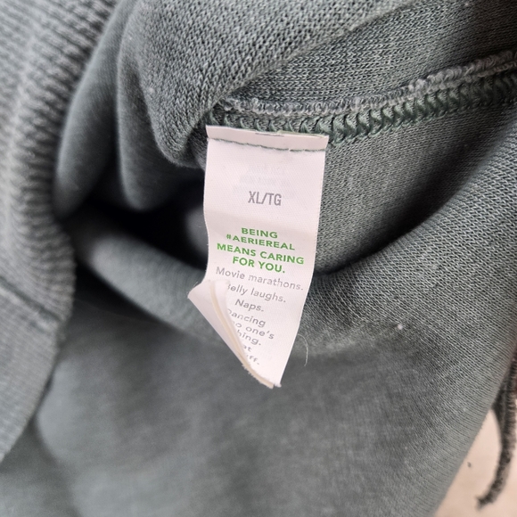Aerie Ribbed Green V-Neck Pullover Oversized Sweatshirt XL - Picture 6 of 8